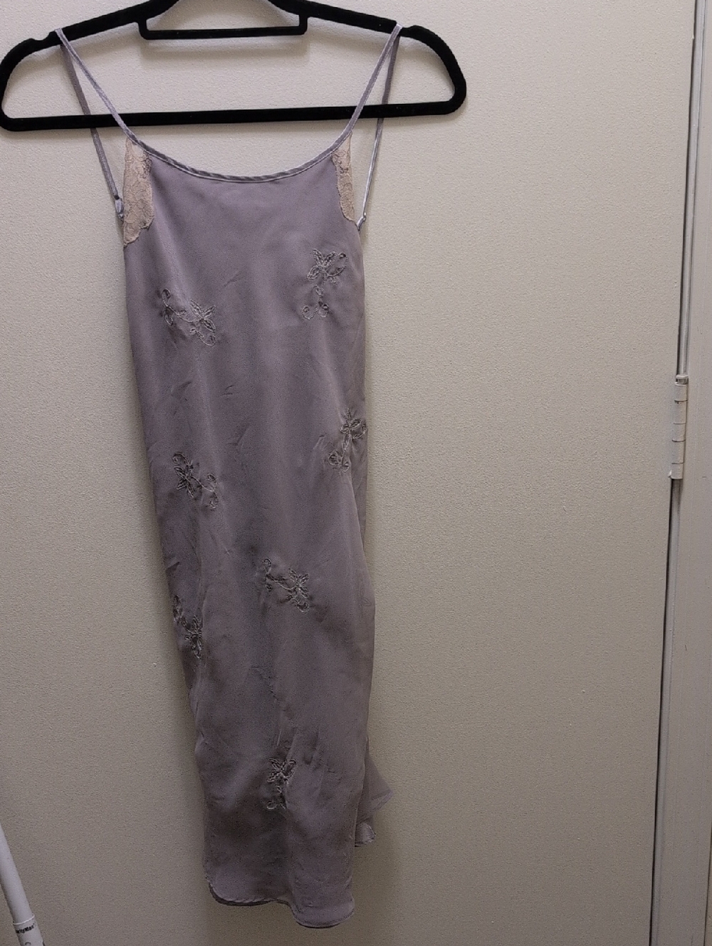 Valerie Stevesns Lavender Satin Slip Dress Lace Trim Fairy Whimsy Y2K
